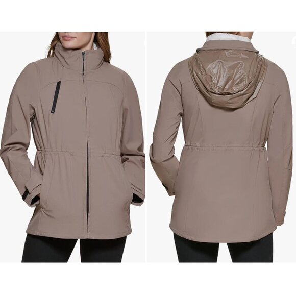 Cole Haan Womens Jacket Transitional Two-in-one Coat Oat/White S - Picture 1 of 11